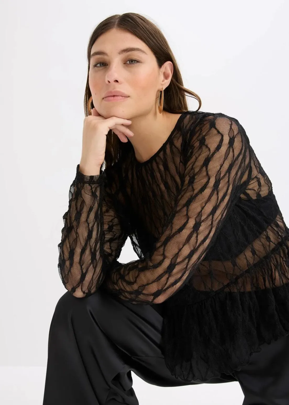 Langarmshirt aus Spitze