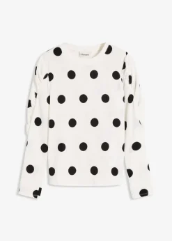 Langarmshirt aus strukturiertem Crêpe