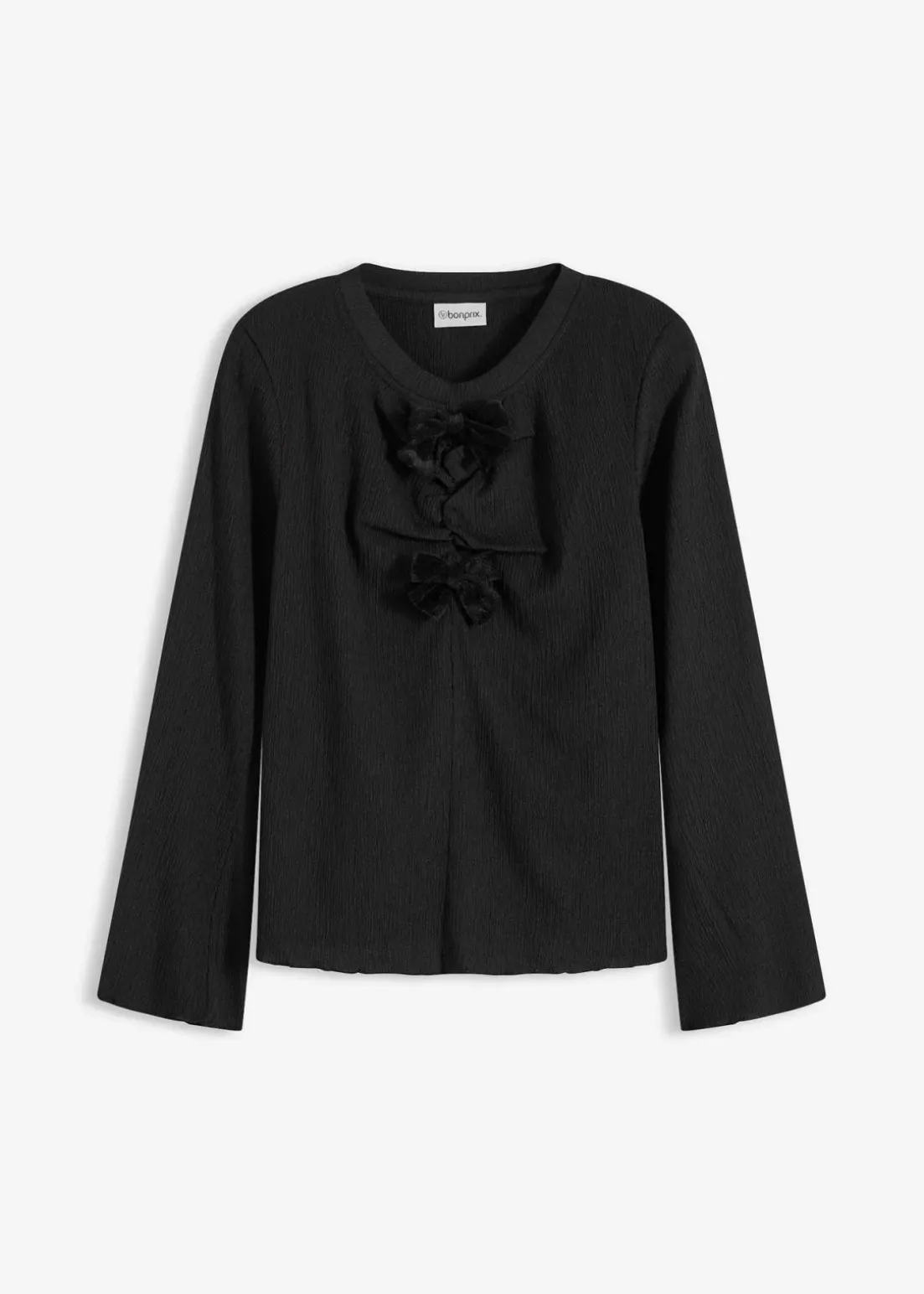 Langarmshirt aus strukturiertem Crêpe