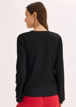 Langarmshirt aus strukturiertem Crêpe