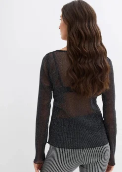Langarmshirt aus transparentem Mesh