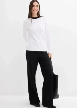 Langarmshirt aus Viskose-Mix mit abgesetztem Turtleneck