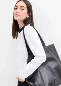 Langarmshirt aus Viskose-Mix mit abgesetztem Turtleneck