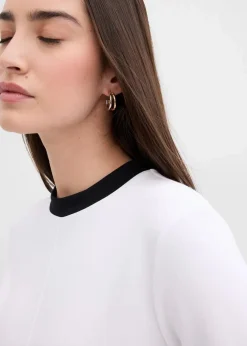 Langarmshirt aus Viskose-Mix mit abgesetztem Turtleneck