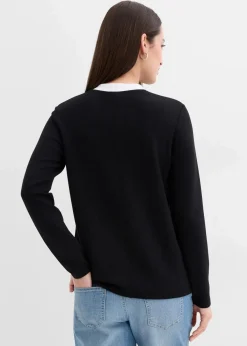 Langarmshirt aus Viskose-Mix mit abgesetztem Turtleneck