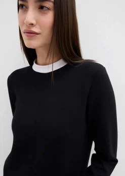 Langarmshirt aus Viskose-Mix mit abgesetztem Turtleneck