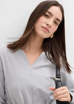 Langarmshirt mit breitem Bindeband aus Viskose-Mix