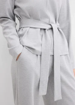 Langarmshirt mit breitem Bindeband aus Viskose-Mix