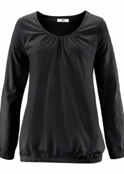 Langarmshirt mit Gummizug aus reiner Baumwolle