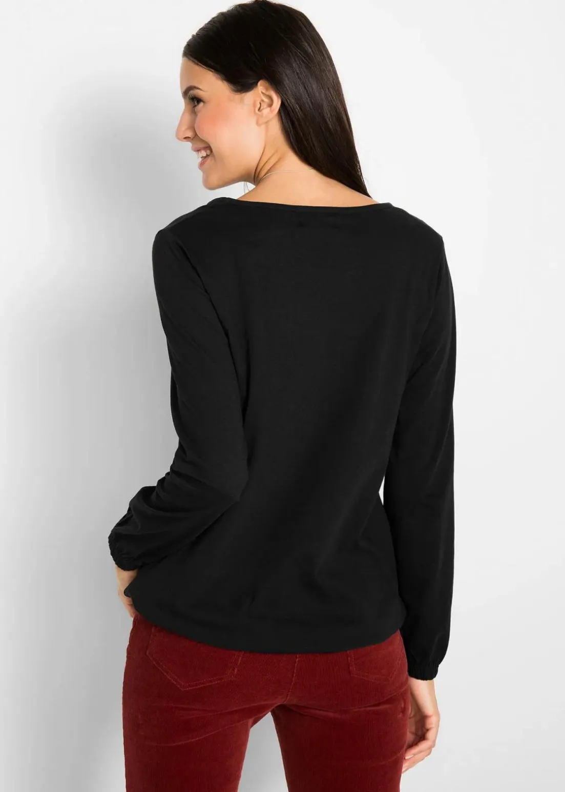 Langarmshirt mit Gummizug aus reiner Baumwolle