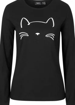 Langarmshirt mit Katzendruck