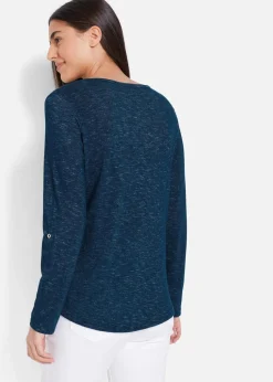 Langarmshirt mit Knopfleiste aus Baumwoll-Mix