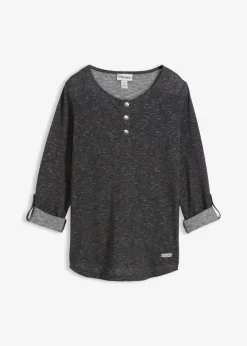 Langarmshirt mit Knopfleiste aus Baumwoll-Mix