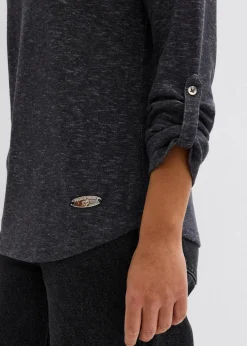 Langarmshirt mit Knopfleiste aus Baumwoll-Mix