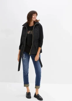 Langarmshirt mit Nieten und Druck