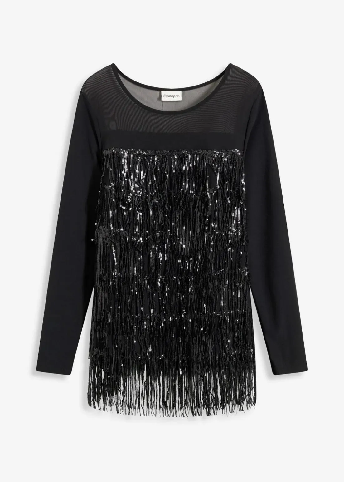 Langarmshirt mit Pailletten-Fransen