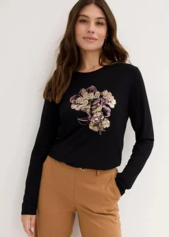 Langarmshirt mit Pailletten