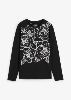Langarmshirt mit Rosendruck