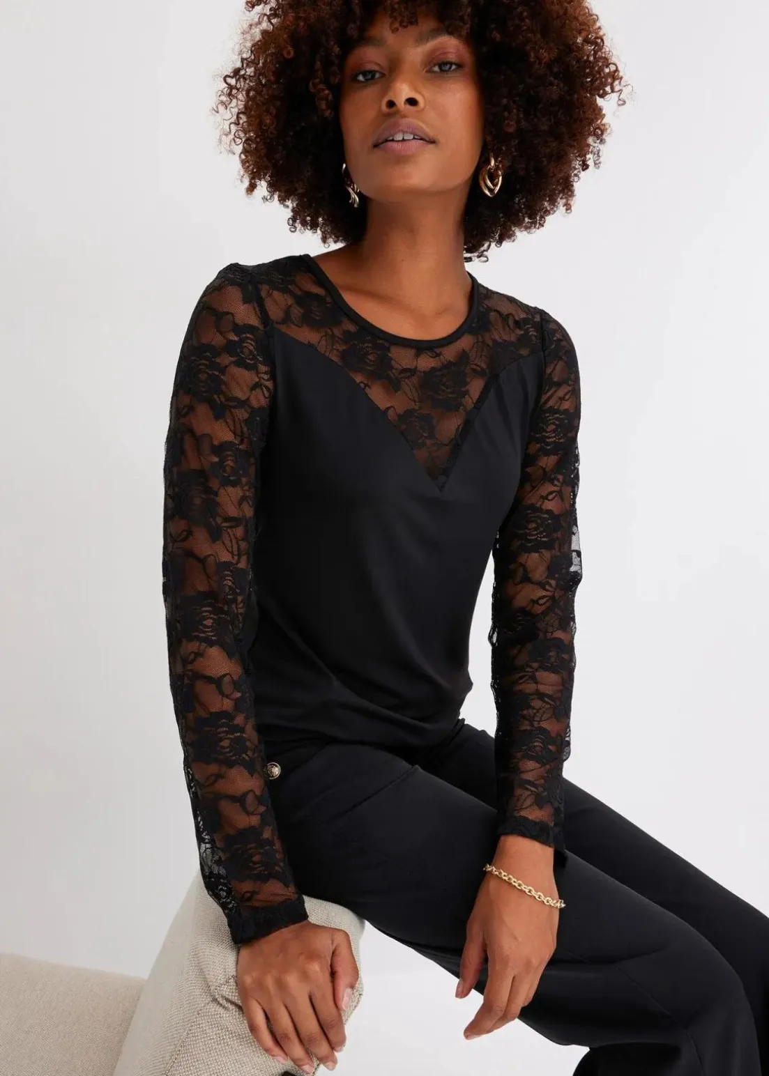 Langarmshirt mit Spitze