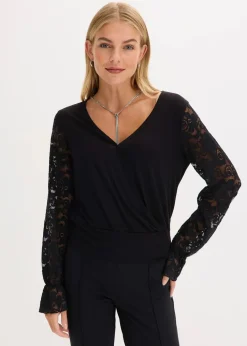 Langarmshirt mit Spitze