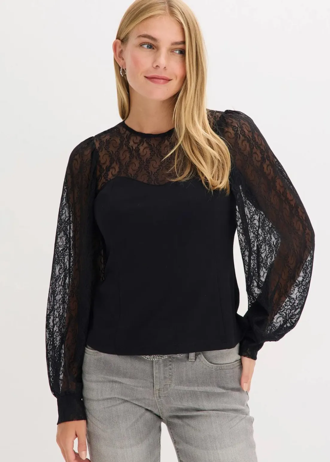 Langarmshirt mit Spitze