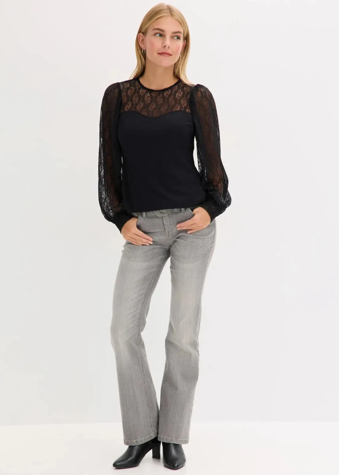 Langarmshirt mit Spitze