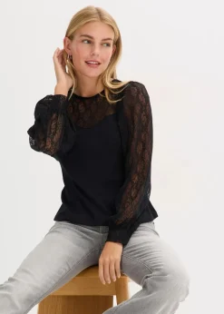 Langarmshirt mit Spitze