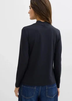 Langarmshirt mit Stehkragen mit recyceltem Polyamid
