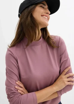 Langarmshirt mit Stehkragen mit recyceltem Polyamid