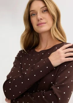 Langarmshirt mit Strass-Applikation