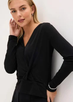 Langarmshirt mit tiefem Ausschnitt