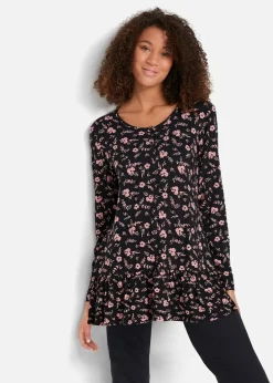 Lange Shirt-Tunika aus Viskose-Mischung