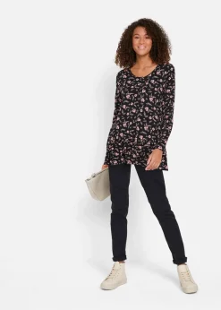 Lange Shirt-Tunika aus Viskose-Mischung