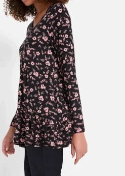 Lange Shirt-Tunika aus Viskose-Mischung