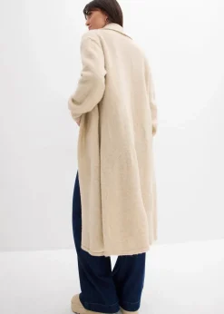 Langer Strickmantel in Hairy Optik