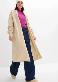 Langer Strickmantel in Hairy Optik