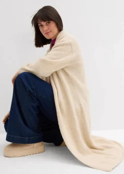 Langer Strickmantel in Hairy Optik