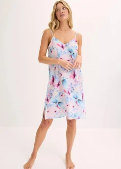 Langes Nachthemd aus glänzendem Satin