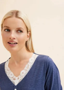 Langes Nachthemd mit Knopfleiste