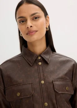 Lederimitat-Hemd in Used-Optik