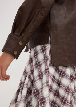 Lederimitat-Hemd in Used-Optik