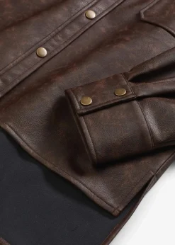 Lederimitat-Hemd in Used-Optik