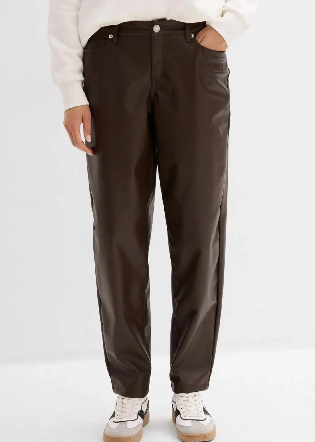 Lederimitat-Hose im Barrel Shape, Mid Waist