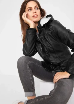 Lederimitat-Jacke