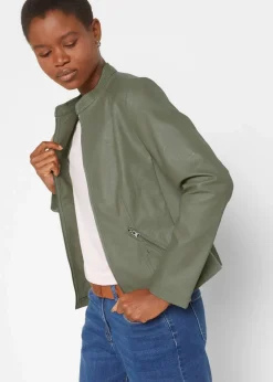 Lederimitat-Jacke aus reiner Viskose