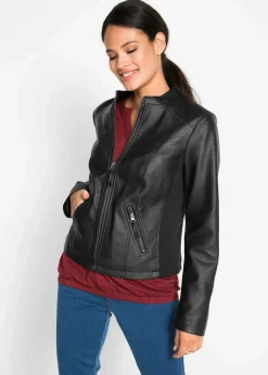 Lederimitat-Jacke aus reiner Viskose