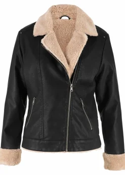 Lederimitat-Jacke, gefüttert