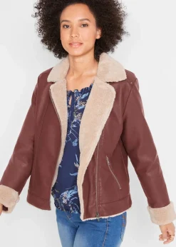 Lederimitat-Jacke, gefüttert
