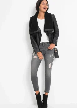Lederimitat-Jacke mit Schalkragen