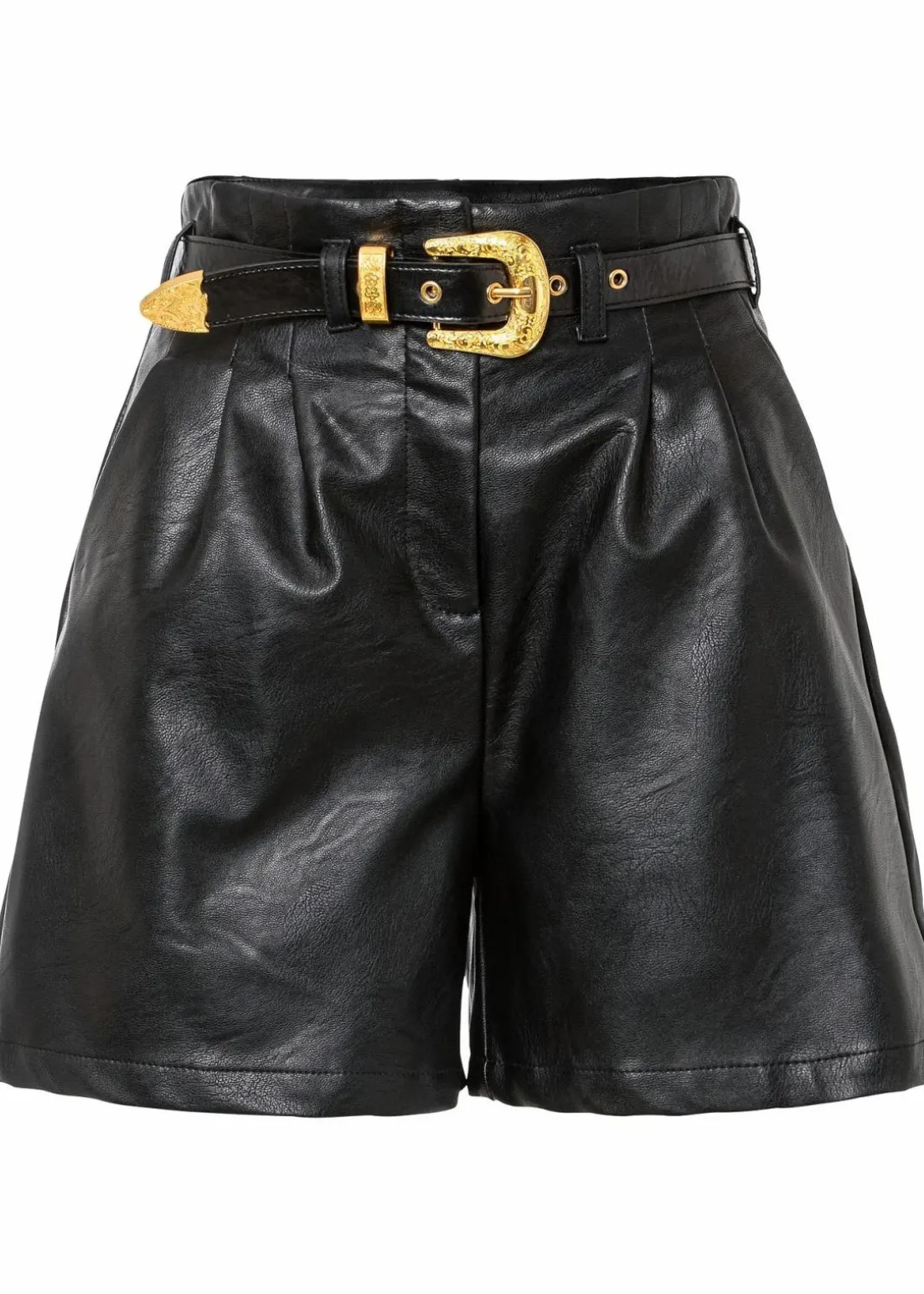 Lederimitat-Shorts mit Gürtel